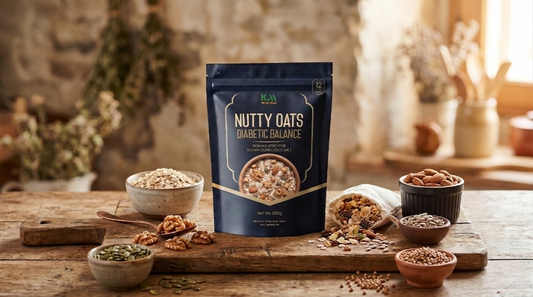 Khalis Made Diabetic-Friendly Oats with Nuts | Sugar-Free Breakfast with Almonds, Walnuts, Seeds & Safed Musli | 12 Pre-Portioned Low-GI Meal Sachets