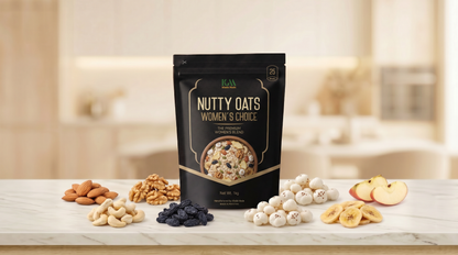 Khalis Made Oats with Nuts Women's Special | Organic Breakfast for Hormones, Bone Strength & Iron | 12 Pre-Portioned Balanced Meal Sachets | Sugar-Free